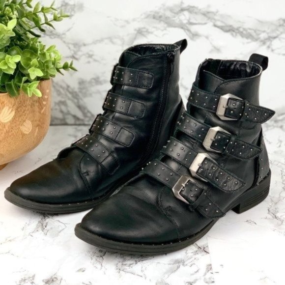 Steve Madden Black Buckle Boots - Picture 3 of 6